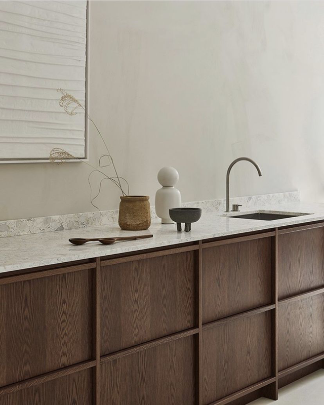 Natural timber kitchen with stone worktop